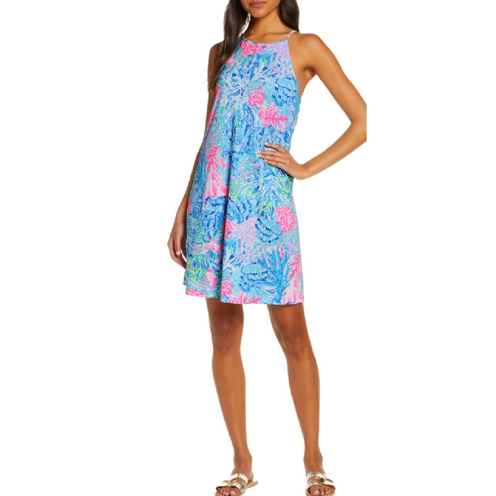 NEW LILLY PULITZER Margot Swing Dress Medium Sink or Swim Pink Blue Multi